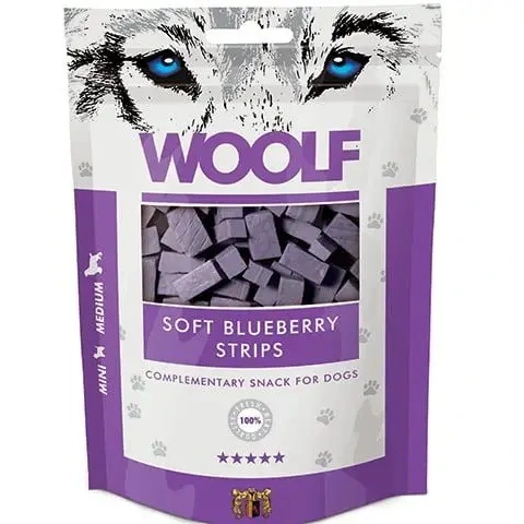 Woolf Hundesnack Bløde Blåbærstrimler